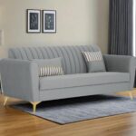 arham luster 3 seater premium velvet sofa – striped cushions