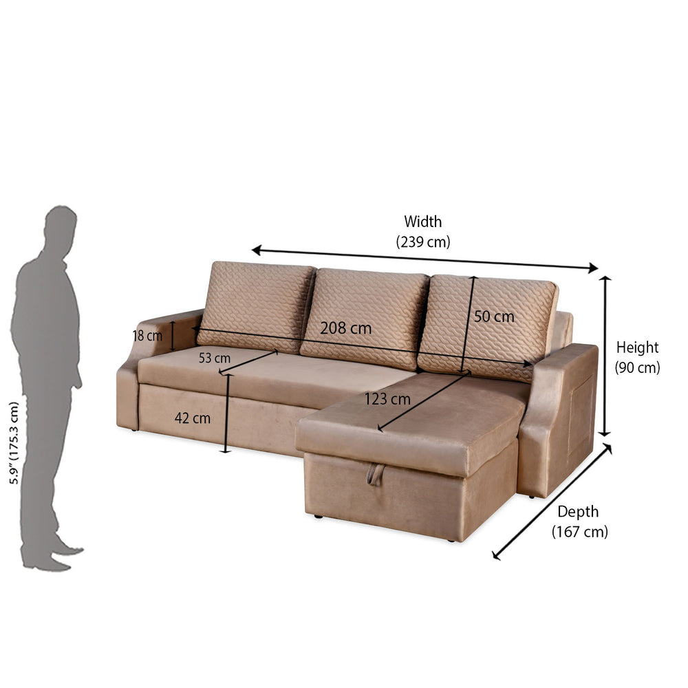 l shape sofa cum bed with left lounger & storage – light brown12 l shape sofa cum bed with left lounger & storage – light brown12