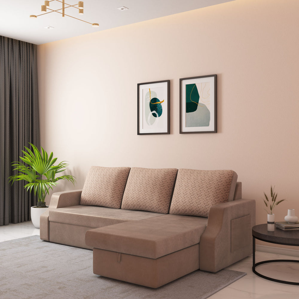 l shape sofa cum bed with left lounger & storage – light brown2 l shape sofa cum bed with left lounger & storage – light brown2
